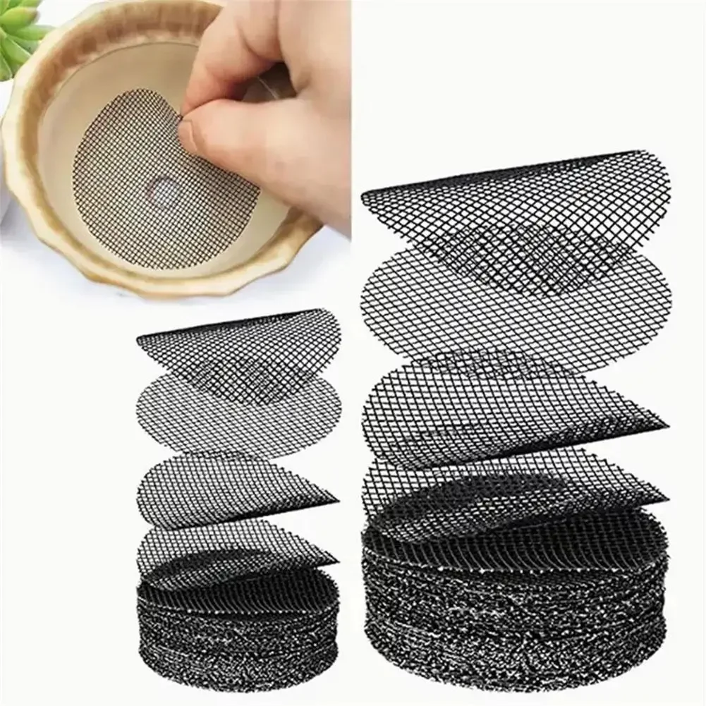 

50 Pcs Flower Pot Hole Mesh Pad Breathable Bonsai Mesh Drainage Screens Bonsai Pot Bottom Grid Mat Drainage Mesh Hole Screen