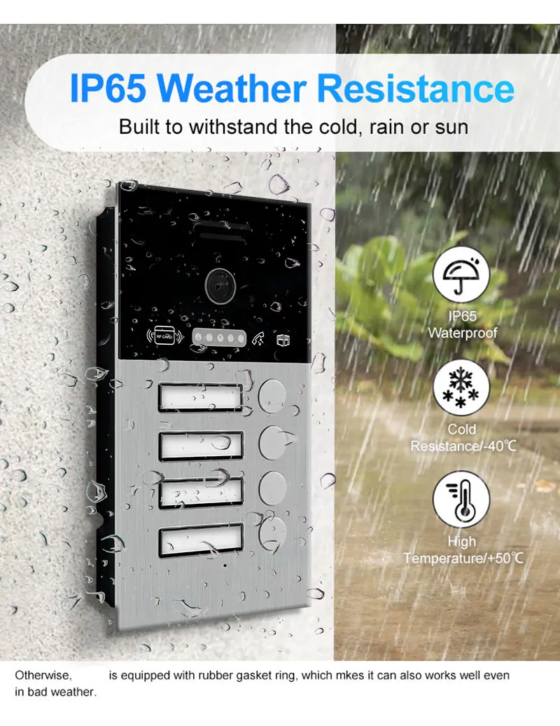 Tuya Smart Sistema videocitofonico IP digitale da 7/10 pollici con interruttore POE per videocitofono per 4 appartamenti con sblocco scheda IC