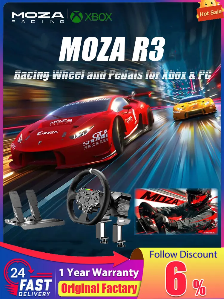 MOZA R3 Racing Wheel and Pedals for Xbox & PC 3.9 Nm of torque continuously output fully For R3 Wheel Kit with mainstream games