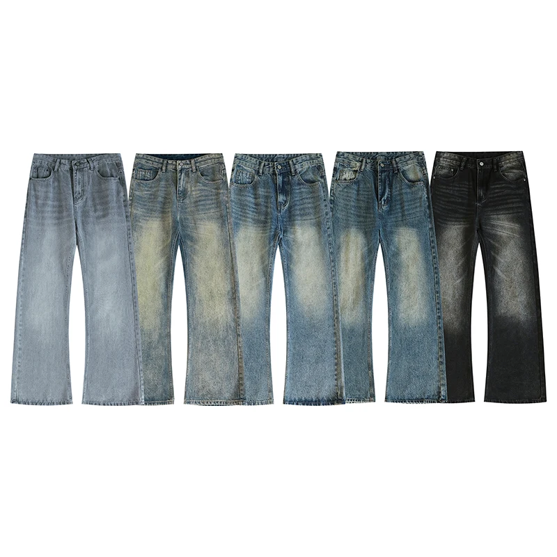 2025 New Autumn Street Men's Loose Micro-flared Pants Korean Style Hip-hop Y2K Whiskered Straight Wide-leg Pants in 5 Colors