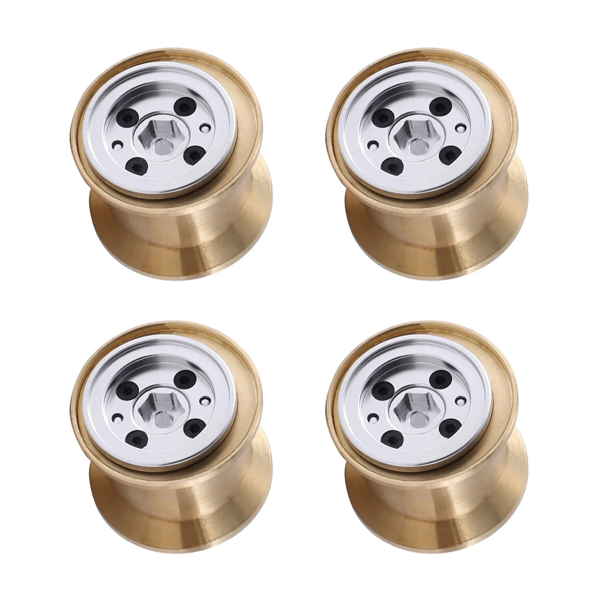 4Pcs Brass Clamp Ring Metal 1.0 Wheel Rim Wheel Hub for FCX24 Max Smasher 1/24 RC Crawler Car Upgrade Accessories,2