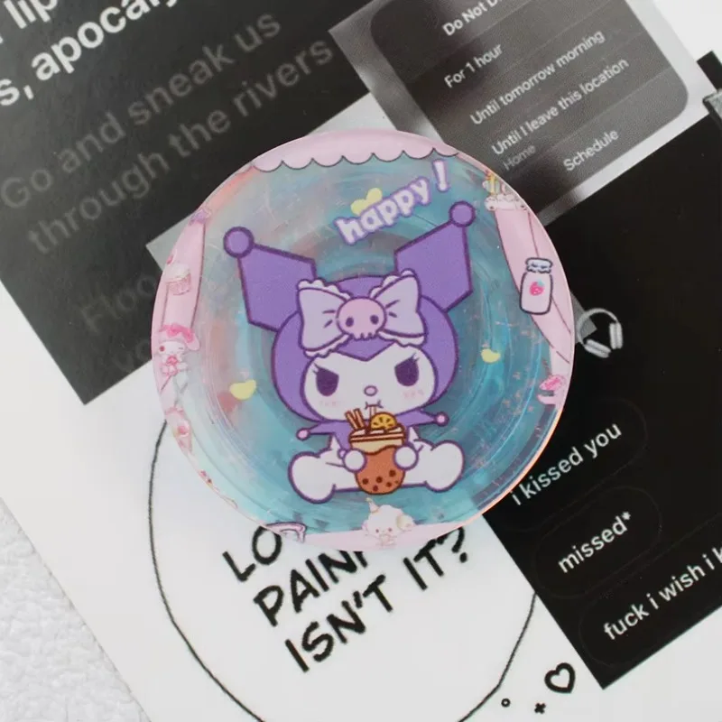 

New Sanrio Cartoon Cute Transparent Airbag Bracket Circular Laser Phone Bracket Paste Folding Phone Bracket Children's Gift