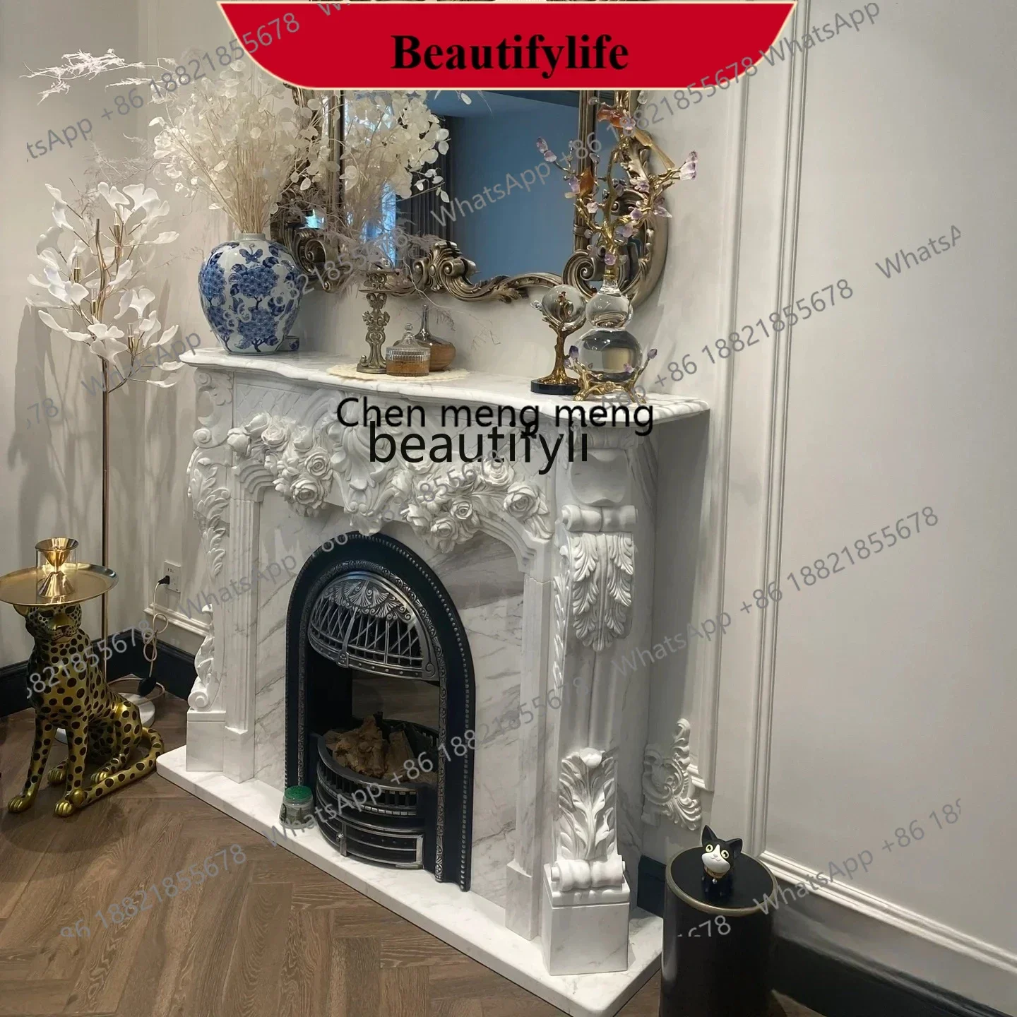 

D178 Marble mantel European living room entrance decoration natural marble carved fireplace