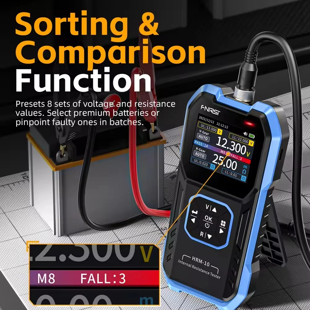 fnirsi bateria de litio instrumento de resistencia interna tft hd color display bateria de armazenamento de dados bom tester bad hrm10 01