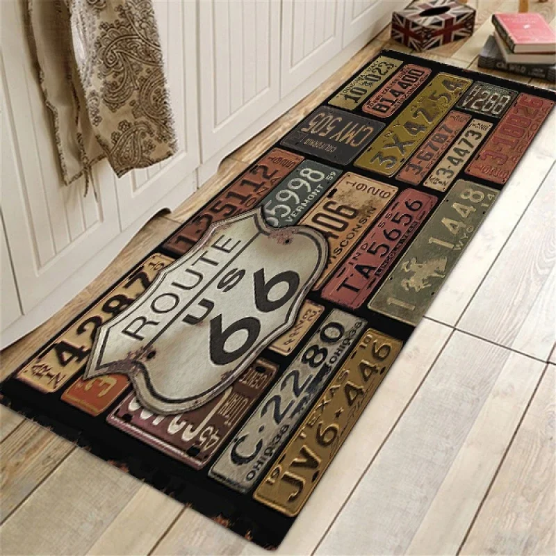 Route 66 Design Kitchen Floor Mat Entrance Doormat Home Decor Carpet for Living Room Bedroom Rugs Bathroom Non-slip Mat Foot Pad