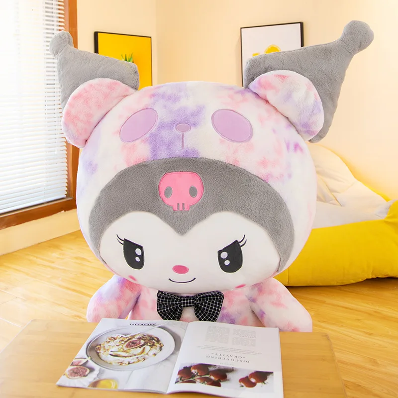 Sanrio Kawaii Tie Dye Kuromi Melody mainan mewah Cinnamoroll Cross Dressing Doll adalah hadiah yang lucu untuk anak perempuan