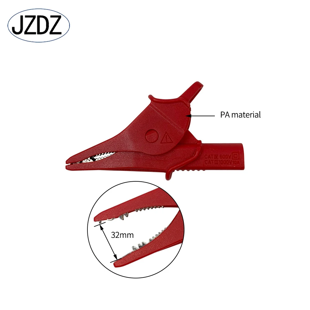 JZDZ Heavy Duty Alligator Clips Full Insulated Safe Crocodile Clips with 4mm Banana Jack Socket for electrical Test J.60073