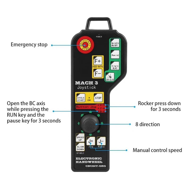 1 Pcs CNC Controller CNC Engraving Machine Manual Controller Black Metal USB Connector 6-Axle Control