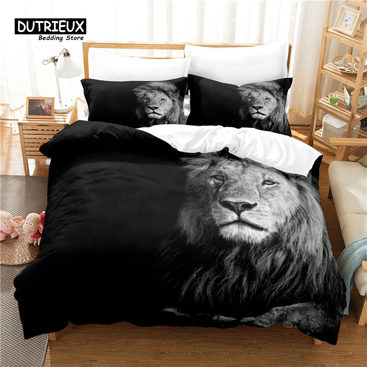 

Roaring Lion Duvet Cover Set, Fashion Bedding Set, Soft Comfortable Breathable Duvet Cover, For Bedroom Guest Room Decor