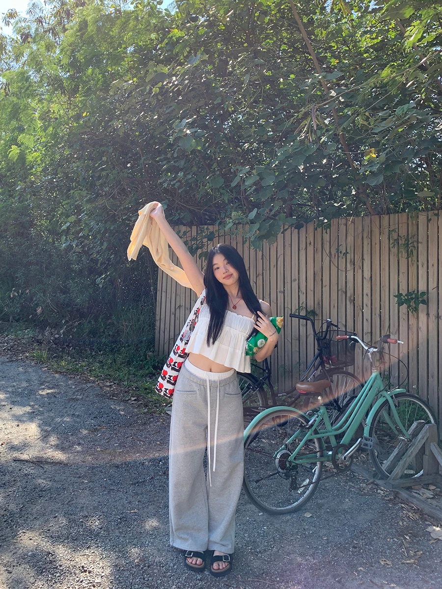 بنطلون واسع الساق للنساء بخصر مرتفع وقصة مستقيمة، بنطلون كاجوال فضفاض رمادي اللون، إصدار جديد للربيع والخريف، مريح ومصنوع من ... #1