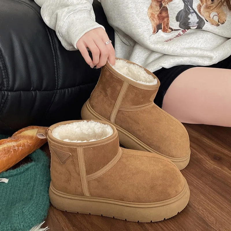 

2025New Women's Boots Winter Plush Warm Snow Boot Fashion Chelsea Fur Ankle Boot Outdoor Non Slip Platform Boots for Women Botas