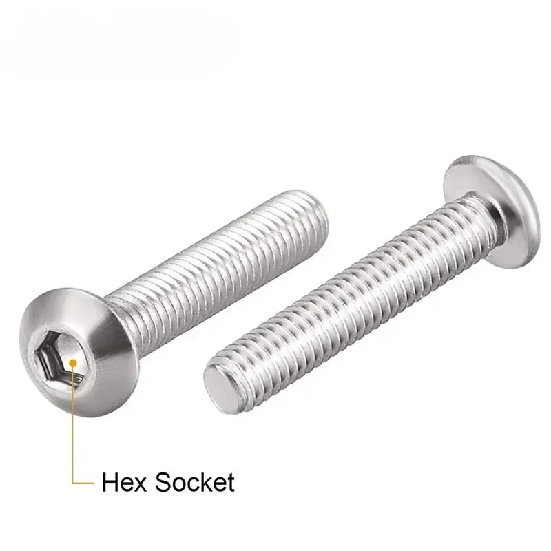 Innensechskantschraube M2 M2,5 M3 M4 M5 M6 304 Edelstahl Knopf Innensechskant Flachkopf Rund Maschine Möbelbolzen ISO7380 DIY – Detail 5