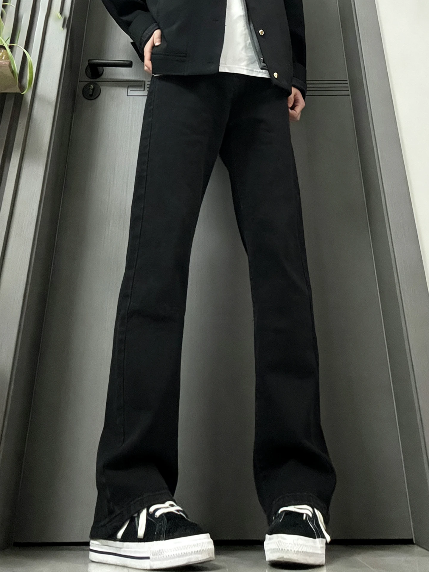 

Мужские зимние джинсы с высокой талией, на подкладке, расклешенные, в американском стиле, прямые, облегающие, повседневная молодежная одежда