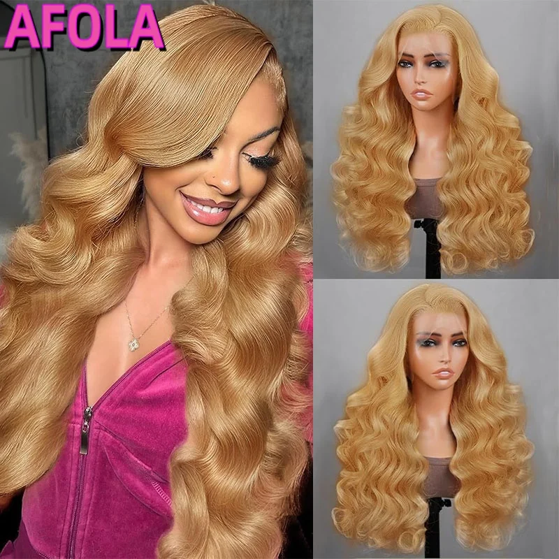 

13x6 Honey Blonde Lace Front Wig Human Hair 34 Inch Blonde Pre Plucked 27 Colored 200 Density Body Wave Hd Lace Frontal Wigs