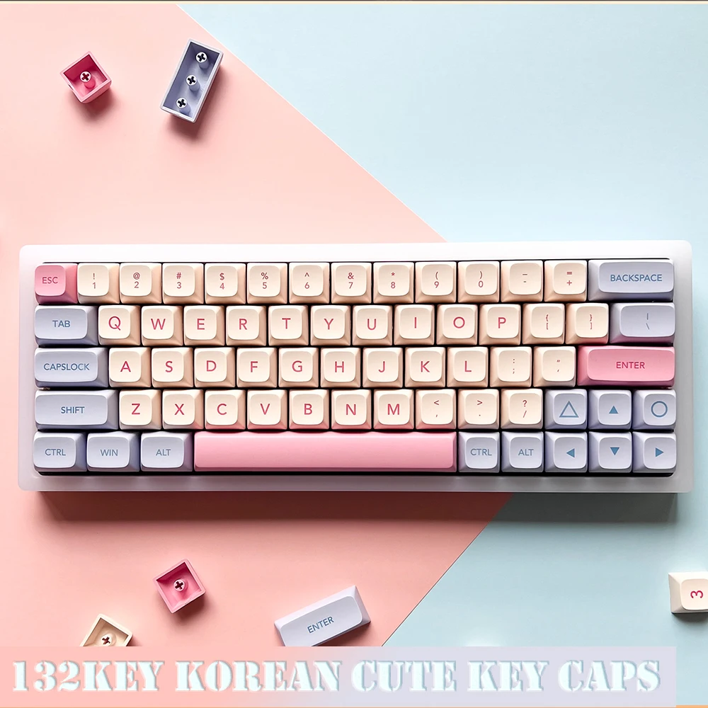 

132Key Marshmallow Korean Cute Key Caps PBT Sublimation XDA Profile for Cherry Mx Mechanical Keyboard 64/68/87/96/104/108 Keycap