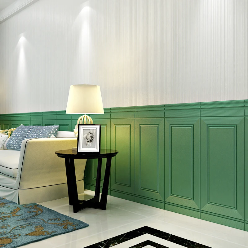 

Self-adhesive French retro green wall skirt, wallpaper, Internet celebrity photo live stream background wallpaper, three-dimensi