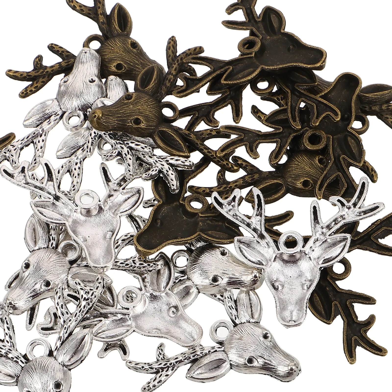 20Pcs Flatback Deer Antler Alloy Pendant Charms for DIY Necklace Bracelet Earrings Jewelry Making Vintage Animal Charms Retro