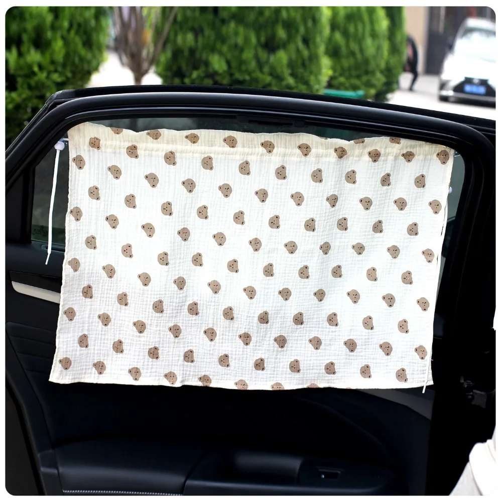 

Universal Suction Cup Car Curtains UV Protection Cute Cartoon Window Shade Animal Sliding Car Window Cover Car Interior