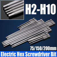 4/8PCS H2-H10 Hex Head Allen Wrench Drill Bit Set 75-200mm Electric Hex Screwdriver Bit Magnetic Batch Head Impact Screw Driver