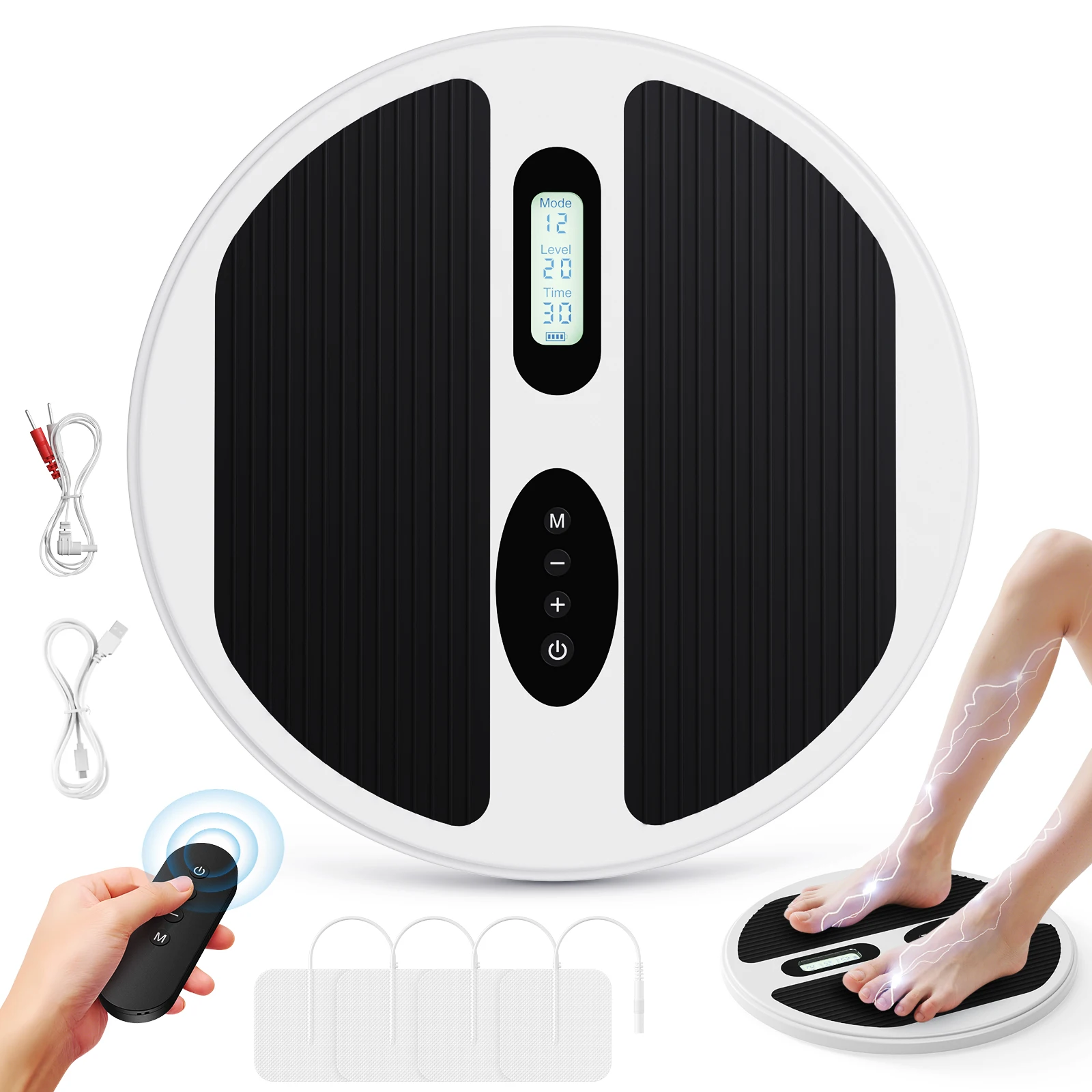 Elektrisches Fußmassagegerät, EMS TENS Niederfrequenz-Pulsmassagegerät zur Verbesserung der Durchblutung und Muskelentspannung, für den Heimgebrauch