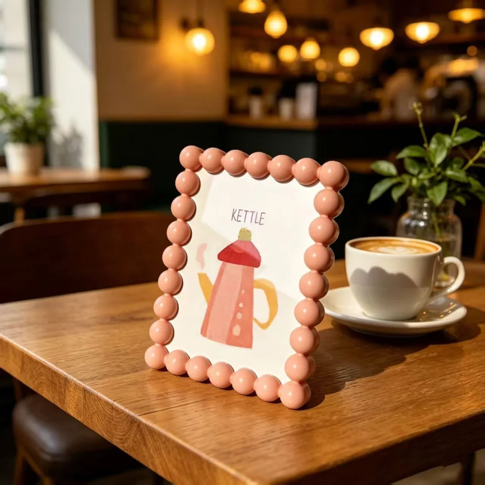 Cute Creamy Bubble Photo Frame Tabletop Display 6Inch Creative Decor Doping Cartoon Beaded Tabletop Photo Frame Gift for Friends