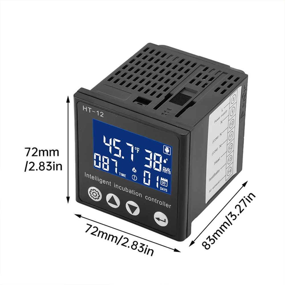 HT-12 Cyfrowy sterownik inkubatora do jaj Termostat Higromostat Automatyczna kontrola obracania z sondą czujnika temperatury i wilgotności