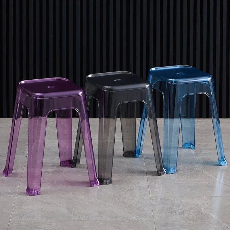 Nordic Acrylic Dining Stool Colorful Transparent Plastic Stool Thickened Round High Stool Fashionable Home Furniture Seat