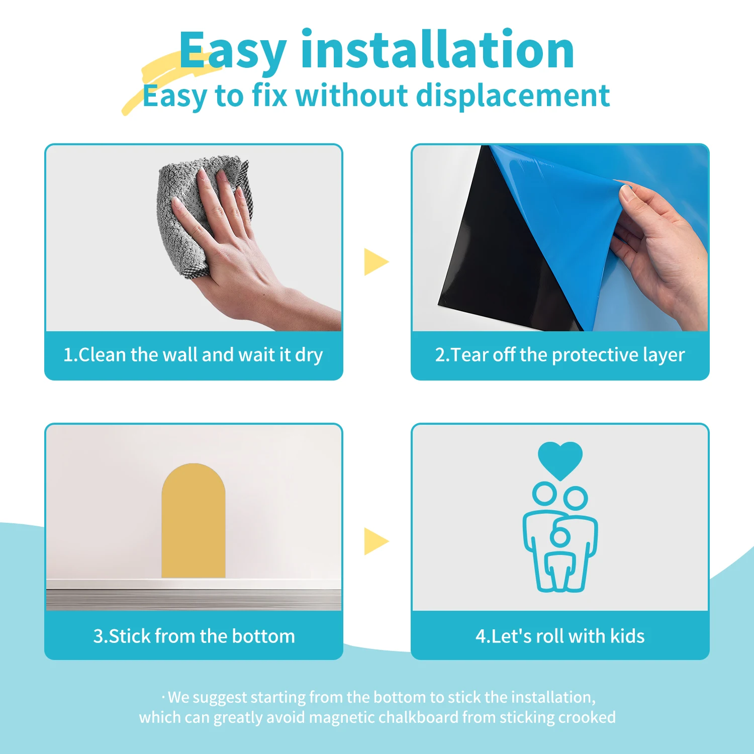 Whiteboard-Wandaufkleber-Set - Magnetisch, abwischbar, rückstandsfrei, PVC-Material, perfekt für die Heimdekoration – Detail 15
