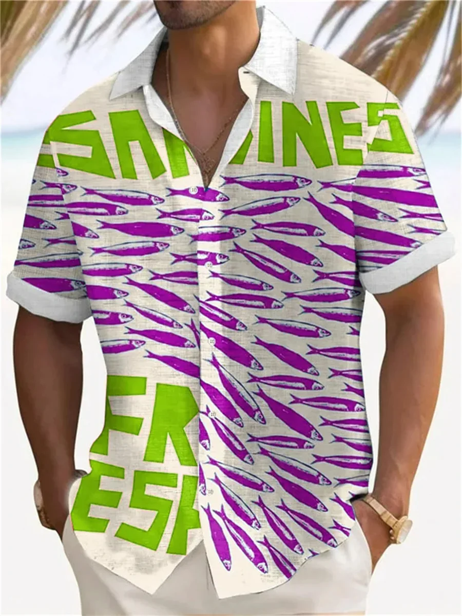 New arrival men's shirt digital printing casual loose cardigan large size short-sleeved lapel shirt Hawaiian shirt men's tops