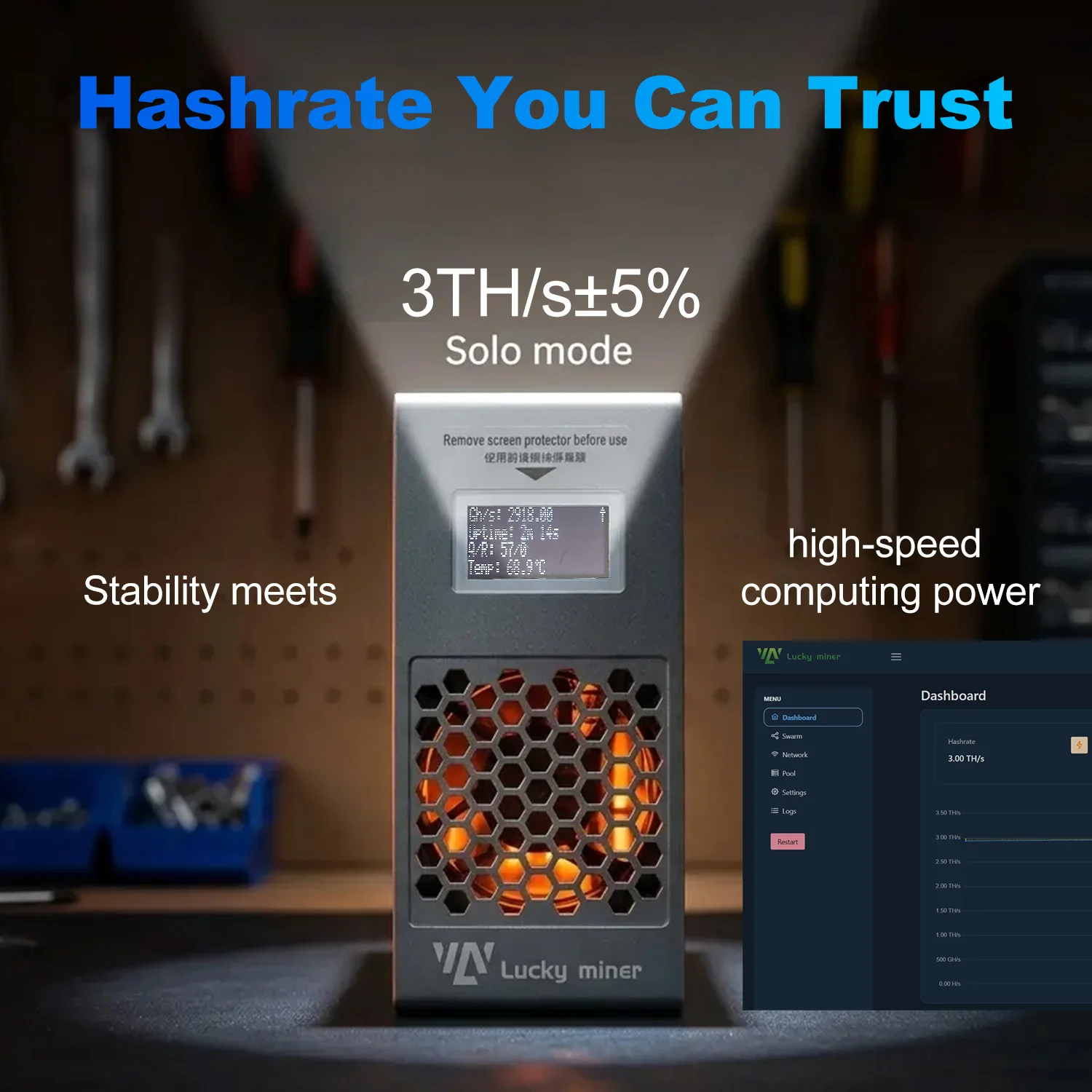 

LuckyMiner LV07 Pro 3.0TH/s Bitcoin Miner 50W Low Power SHA-256 ASIC BTC Mining Machine Home Solo Crypto Miner