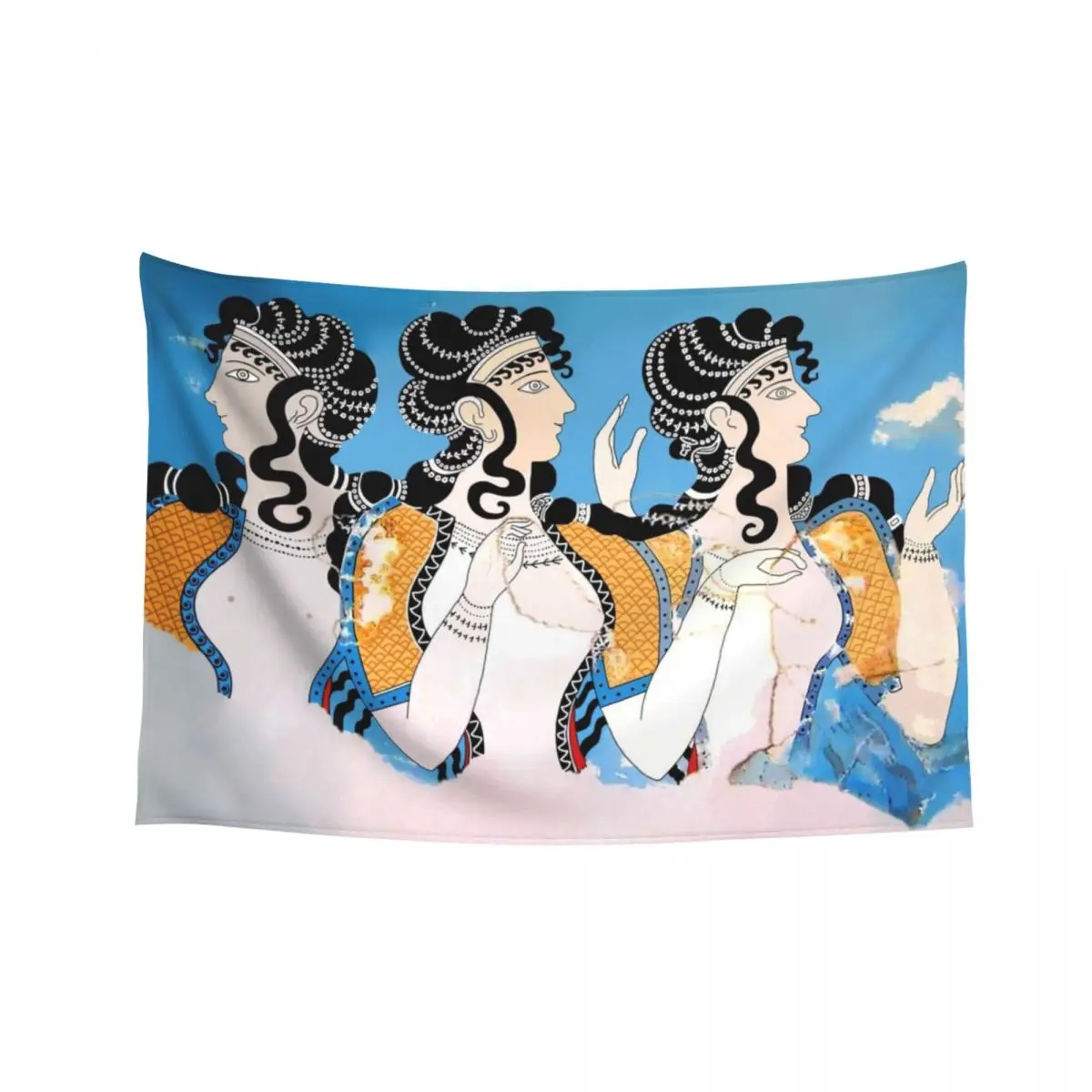 

Minoan "Ladies in Blue" Fresco Art Tapestry Cute Room Things Tapete For The Wall Decorative Wall Mural Tapestry