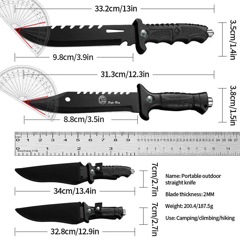 High Hardness Military Tactical Knife, EDC Fixed Blade, Self-Defense Knife, Survival Hunting Knife and Barbecue Knife