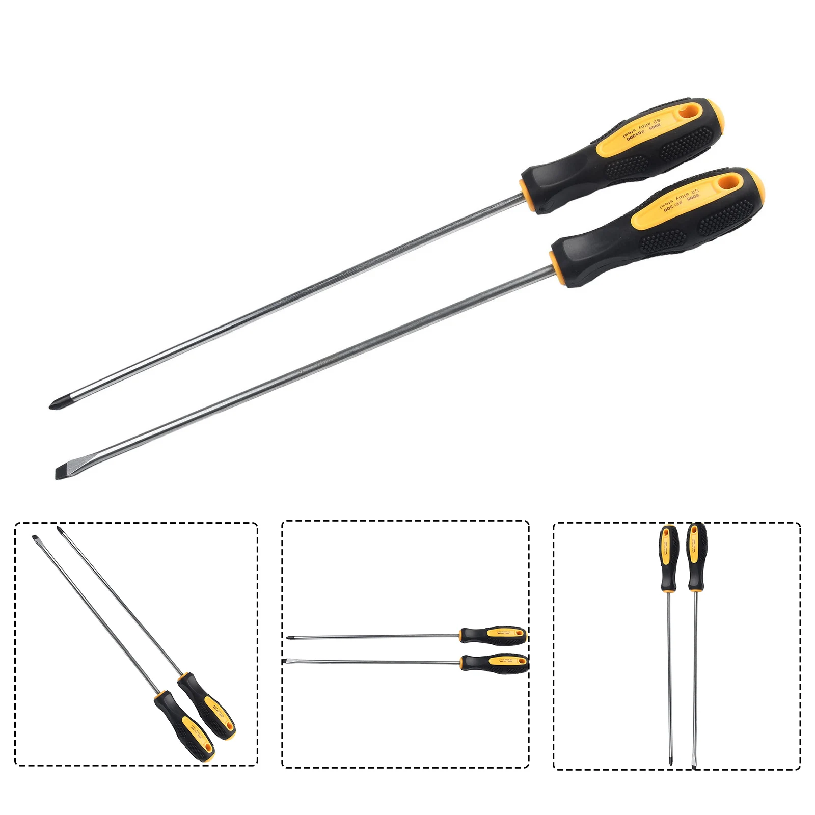 

1/2pcs Extended Screwdriver Long Slotted Cross Screwdriver With Rubber Handle Multi-purpose Magnetic Screwdriver Repairing Tool