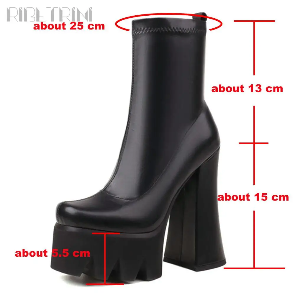 RIBETRINI Elegant Fashion Non-Slip Platform women\'s Boots Shoes High Heel Ankle Luxury Trendy Design Brand Sexy Punk Goth Boots