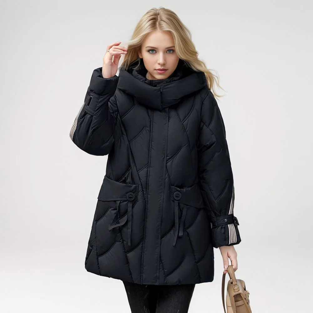 Winter Down Coat 2024 Parkas Women Cotton Jacket Coat Ladies Long Hooded Outwear Parka Thick Cotton Padded Female Overcoat Tops