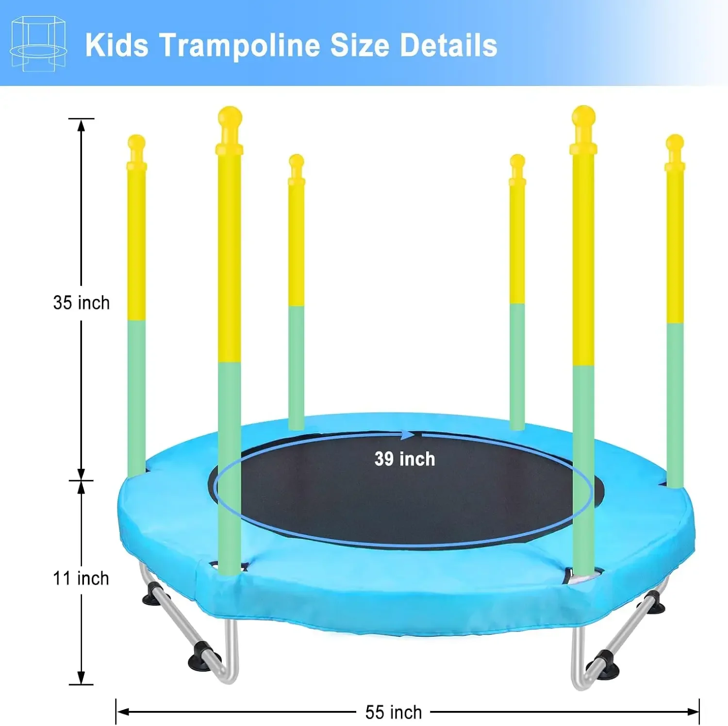 Petite Tramimmersion pour Enfants, Filet, Nik, Extérieur, Tout-petit, Tramimmersion avec Enceinte de Sécurité, Saut Rond pour Bébé, Polymères, 55 ", 4,6 Pieds