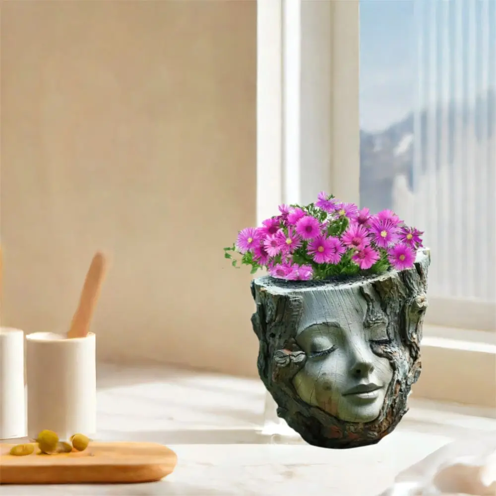 

Забавный цветочный горшок в виде девушки, из смолы, водонепроницаемый, для суккулентов, ручной работы, в форме пня, для сада, двора, балкона