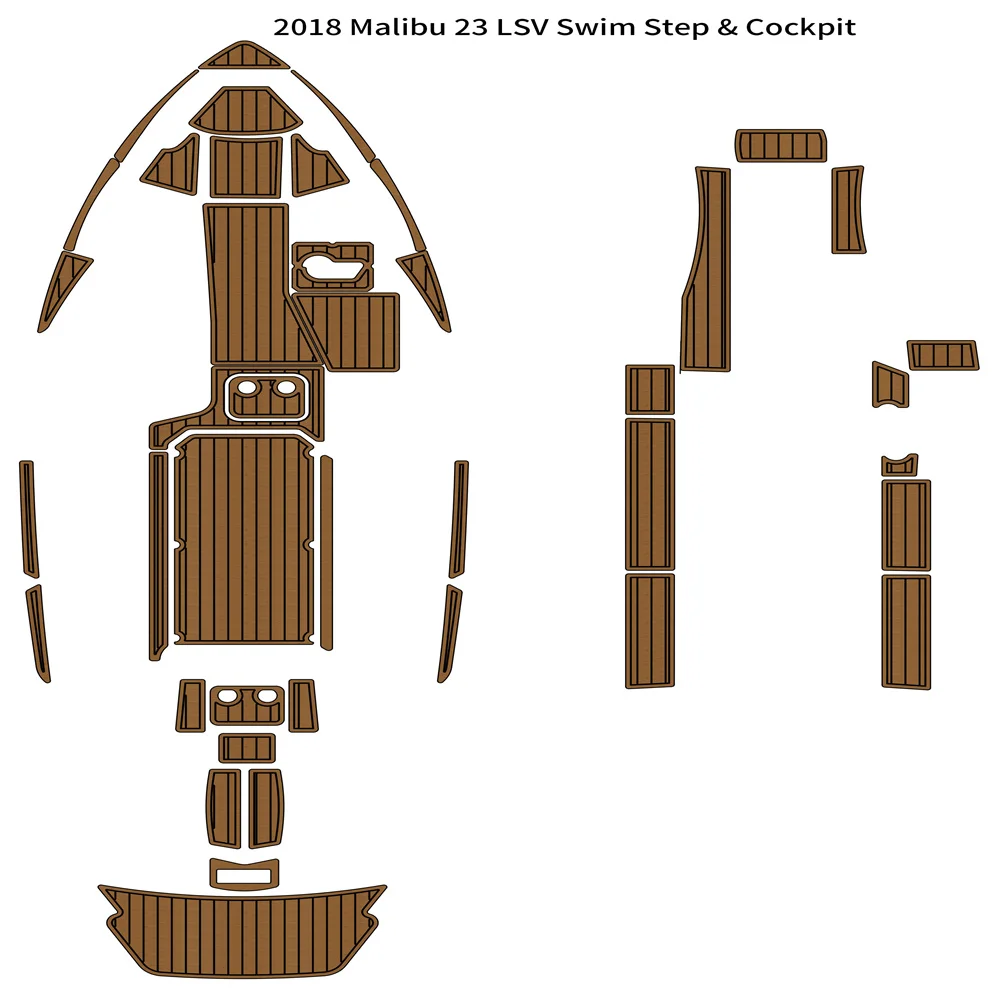 2018 Malibu 23 LSV Swim Step Cockpit Boat EVA Faux Foam Teak Deck Floor Pad