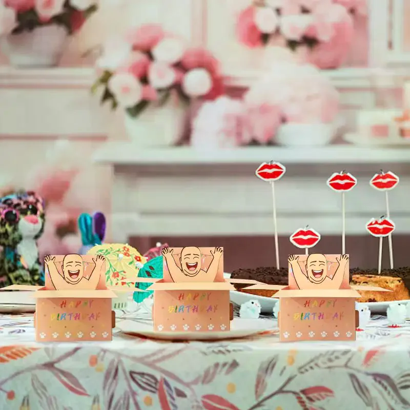 1Pcs Humorous 3D Terrifying Bald Character Design Whimsical Card Hilarious Happy Birthday Card DIY Accessories