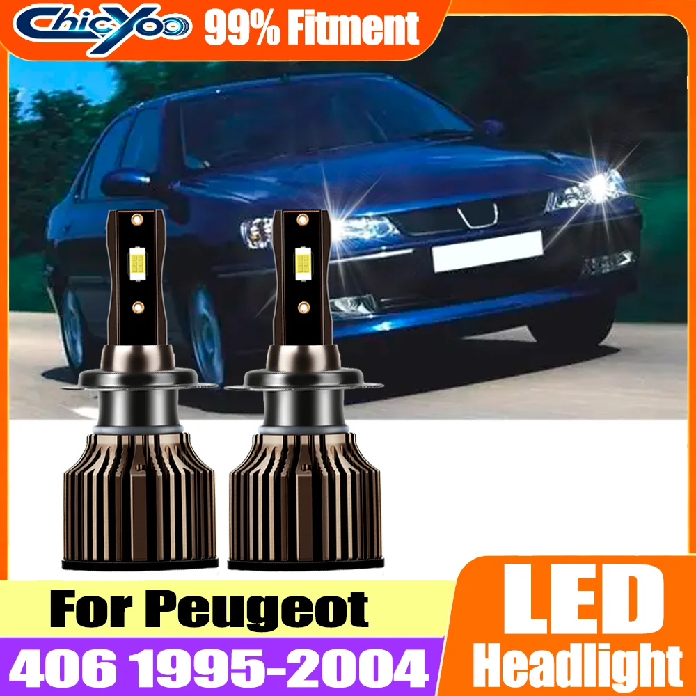 2PCS 6500K White Canbus LED Headlight 20000LM 120W CSP Chips For Peugeot 406 1995 1996 1997 1998 1999 2000 2001 2002 2003 2004