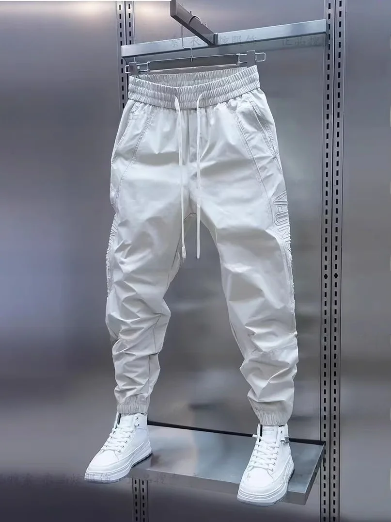 

Men's New Pure Color Harem Casual Pants Elastic Waist Thin Summer Autumn Loose Fit Slimming Trousers Trendy Brand Youth Sport