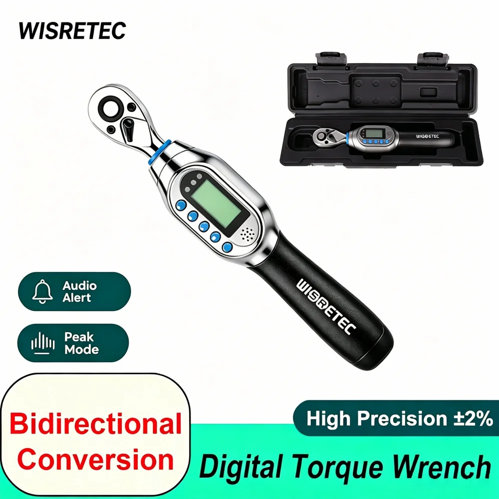 Digital Torque Wrench High Precision ±2% T/P Modes Sound Alarm 500 Data Storage Dual Direction Auto Repair Tool