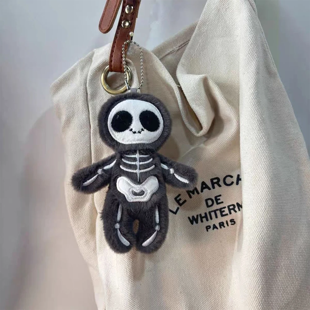 Funny Skeleton Mummy Plush Keychain Cute Stuffed Keyring Backpack Pendant Cosplay Props Halloween Gifts