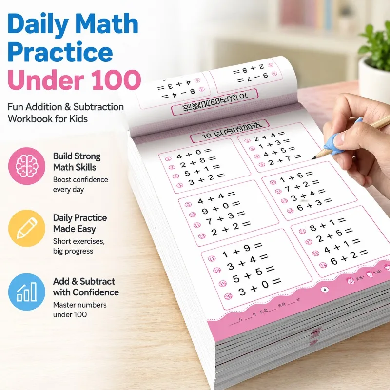 Preschool Transition Math Workbook Make Ten Borrow Ten Method Addition Subtraction Drills Within 10 20 50 100 Arithmetic
