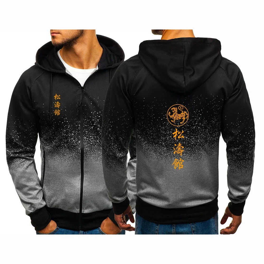 

Shotokan Karate 2024 Men's New Gradient color Sweatshirts Harajuku Hoodies Zipper Pullover Cotton Clothing Jackets Coat Tops