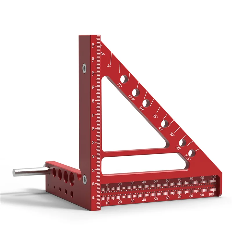 A48I 5-Inch Triangular Hole Ruler Aluminum Alloy Marking Ruler Square Building Frame Tools Woodworking Measuring Ruler