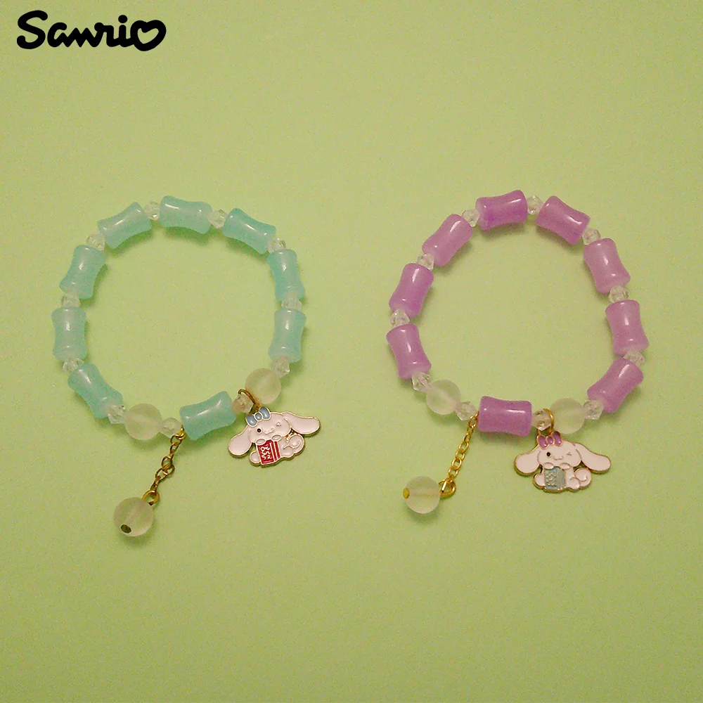 

Anime Sanrio Cinnamoroll Bracelet Cartoon Figure Cinnamoroll Metal Badge Pendant Slub Bracelet Kawaii Jewelry Accessories Gifts