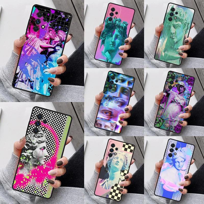 Glitch vaporwave modern art Phone Case For Samsung Galaxy S23 S21 S20 FE S24 S22 Ultra Note20 S10 S9 S8 Plus A40 A52 A12 A13 A53