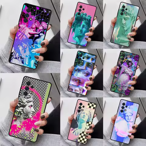 Glitch vaporwave modern art Phone Case For Samsung Galaxy S23 S21 S20 FE S24 S22 Ultra Note20 S10 S9 S8 Plus A40 A52 A12 A13 A53
