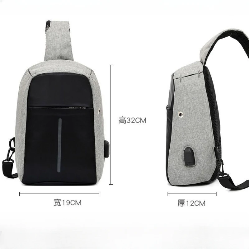 Sling Bag for Men Women, Shoulder Backpack Chest Bags Crossbody Daypack with USB Charging Port & Headphone Hole